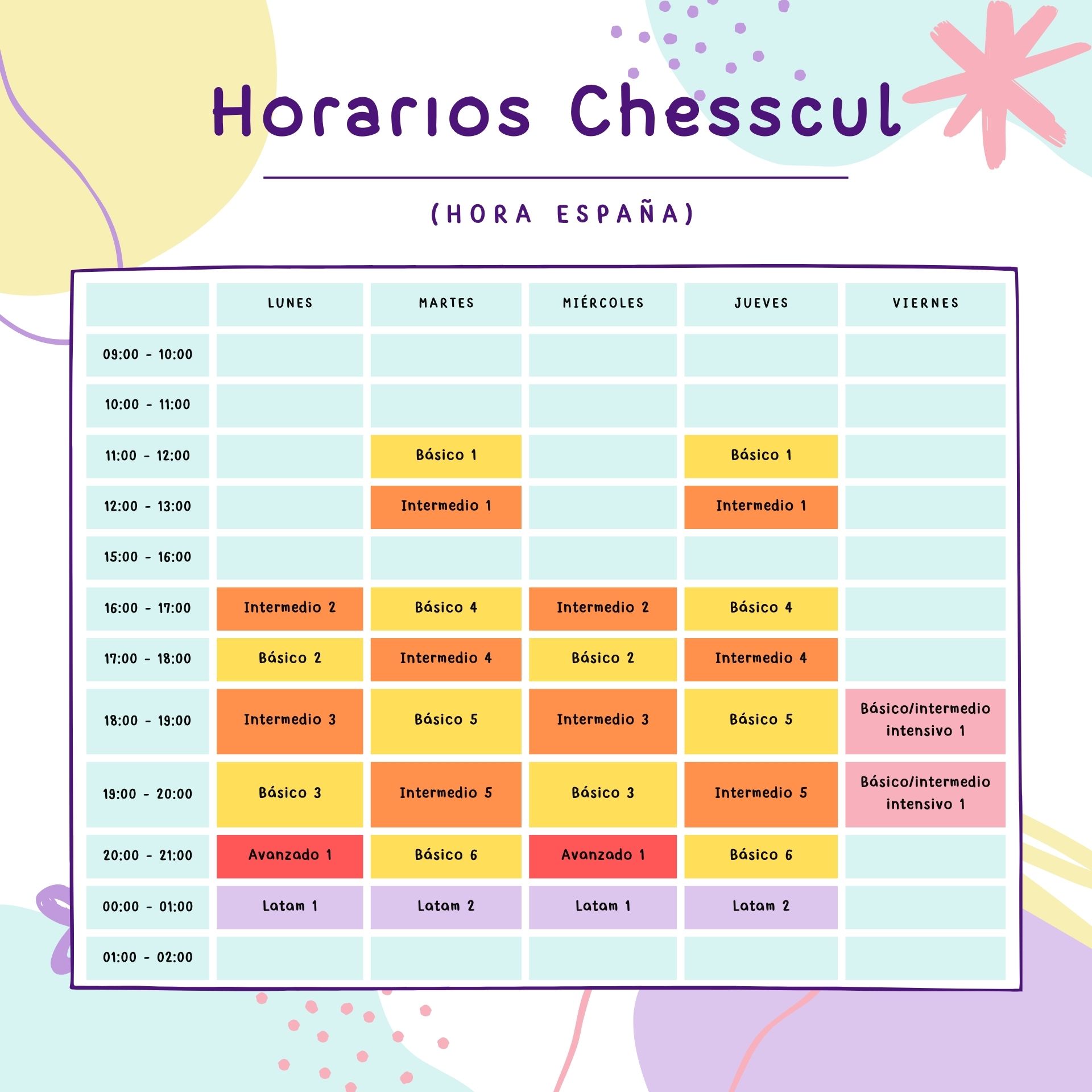 Horarios Chesscul Curso 2025/2026