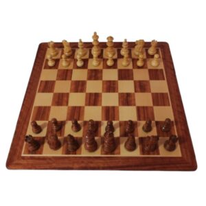 Pack tablero de madera Padauk + piezas de ajedrez acacia clásica americana 3,5